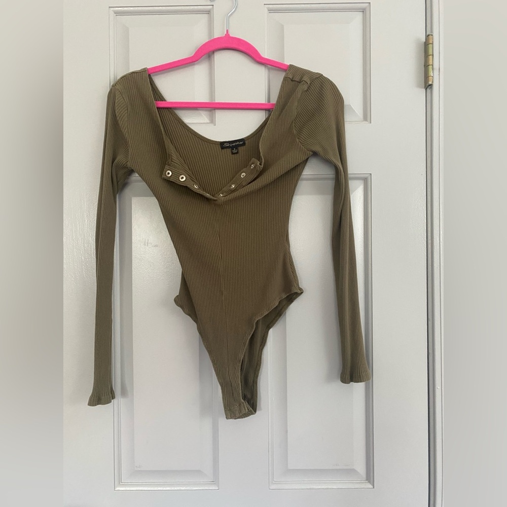 Olive Green Long Sleeve Bodysuit